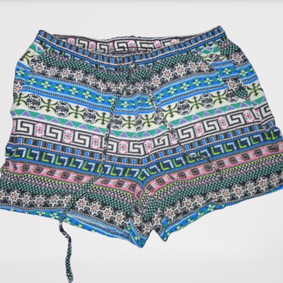 No Boundaries Pants - Colorful Aztec Shorts with Pockets
